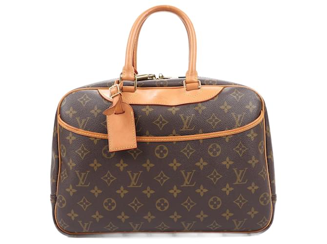 Bolso Deauville de lona Monogram Louis Vuitton M47270 Castaño Cuero  ref.1557914