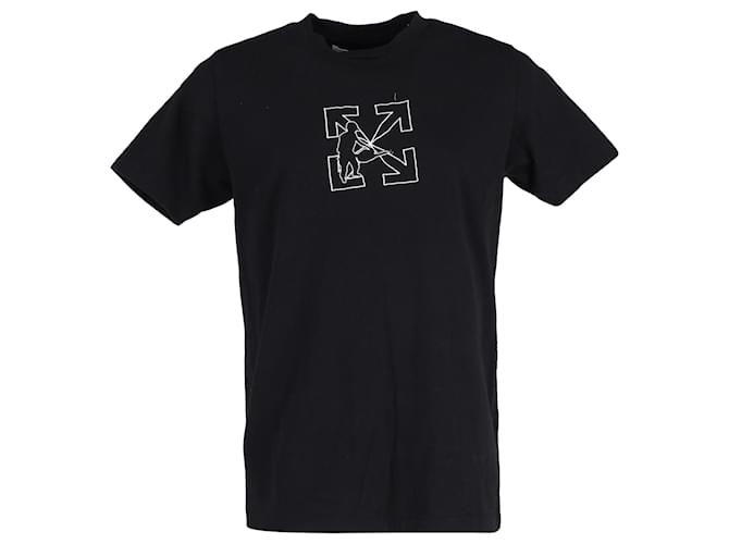 Off White Off-White Logo Print T-Shirt in Black Cotton ref