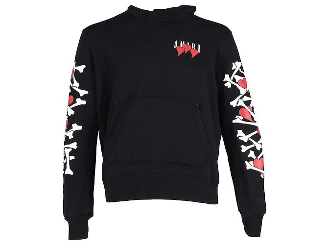 Amiri bedruckter Kapuzenpullover aus schwarzer Baumwolle