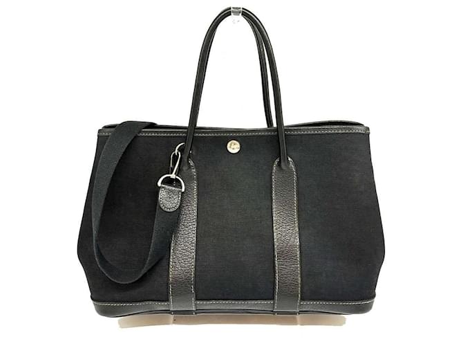 【キャンバス/Ardoise&Black】HERMES Garden Party 30 TPM Hermès Hermes Garden Party TPM Canvas Leather Handbag Black