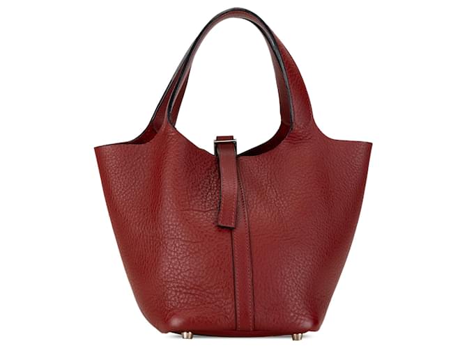 Hermès Picotin 18 aus rotem Barenia Bordeaux Leder Kalbähnliches Kalb  ref.1558638