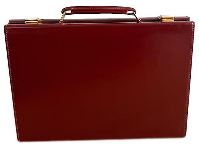 Hermès Mallette Valise de toilette Cuir Bordeaux  ref.1558680