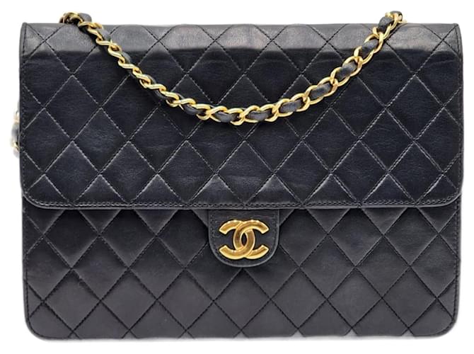 Chanel Timeless Classic Quilted Single Flap Black Leather  ref.1558693