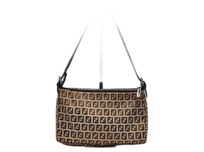 Bolsa Fendi Zucchino Mamma Baguette Marrom Lona  ref.1558702