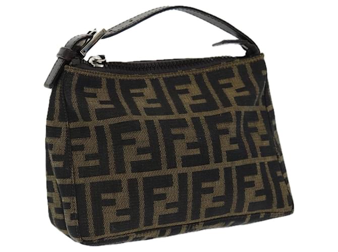 Bolsa de mão em canvas Zucca FENDI marrom Auth am6678 Lona  ref.1558724