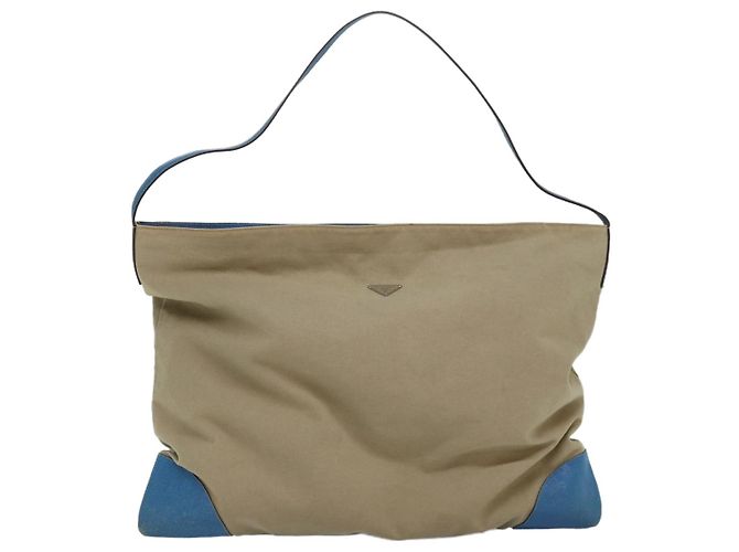 PRADA Shoulder Bag Canvas Beige Auth ac3161