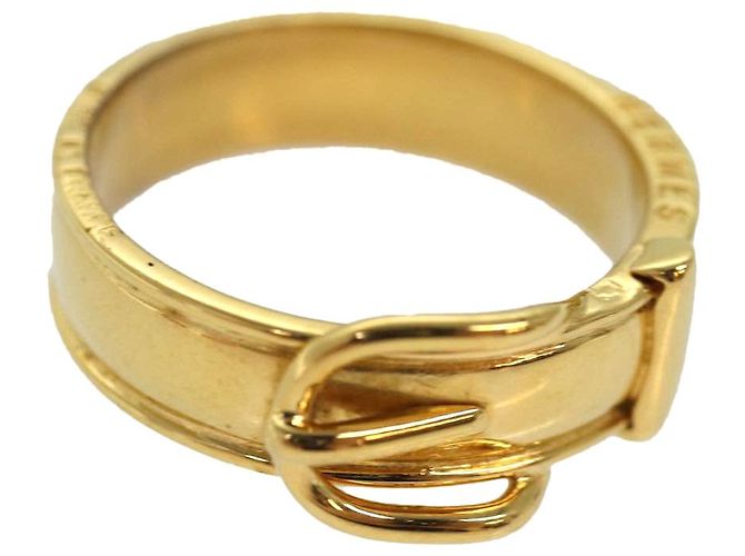 Ring Hermès Anello per sciarpa HERMES in metallo dorato Auth am6612 D'oro