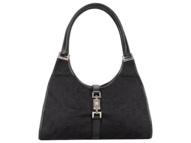 Gucci GG Monogram Jackie Schultertasche Schwarz Leinwand  ref.1559033