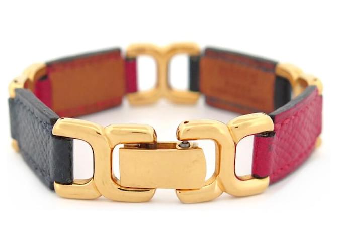 Hermès HERMES BRACELET PLACE BEAUVAU SIZE 19 IN BICOLORE LEATHER JEWEL  ref.1559786