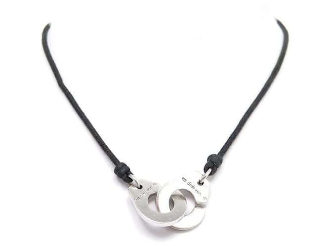 DINH VAN MENOTTES R20 CHOKER BLACK CORD STERLING SILVER 925 NECKLACE Silvery  ref.1559792