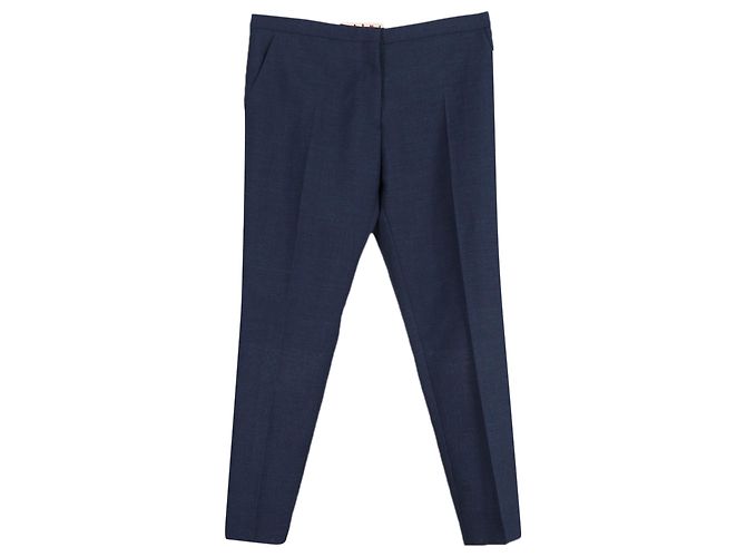 Marni Gerade Bein Hose aus blauer Wolle