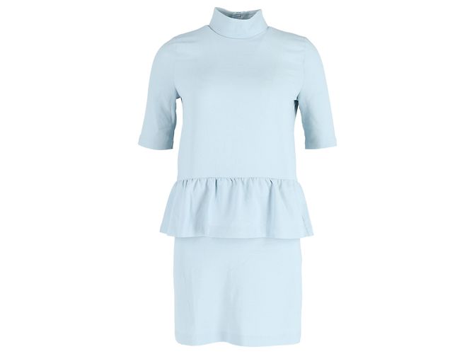 Ganni Ruffled Clark Kleid aus hellblauem Polyester