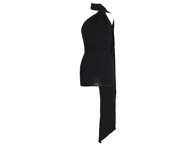 Autre Marque Alex Perry Scarf-Detail Open-Back Jersey Mini Dress in Black Viscose Cellulose fibre  ref.1559879