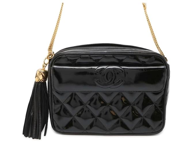 Camera Caméra Chanel Cuir vernis Noir  ref.1560205