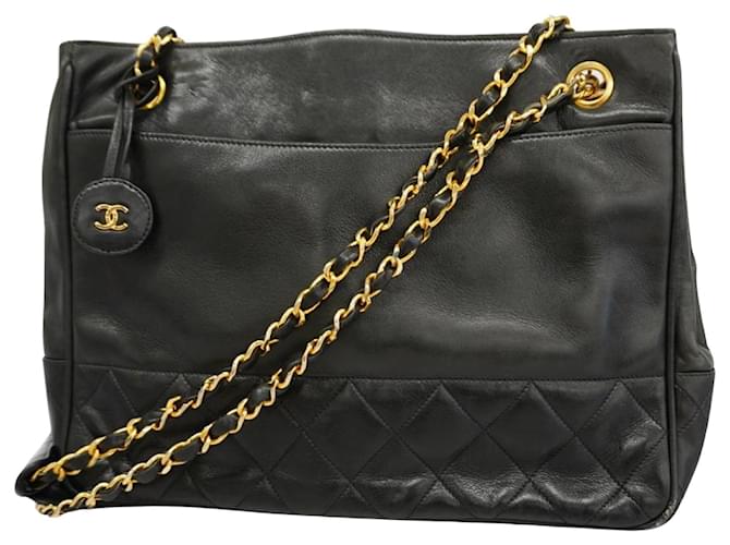 Timeless Chanel Diagonal Black Leather  ref.1560216