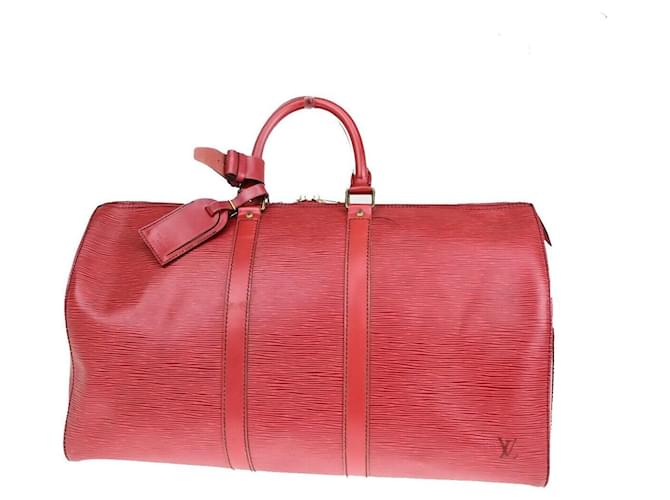 Louis Vuitton Keepall 45 Red Leather  ref.1560236