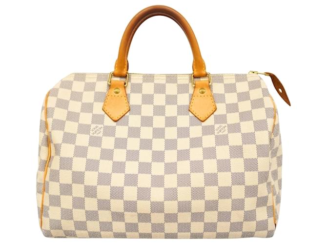 Louis Vuitton Speedy 30 Branco Lona  ref.1560260