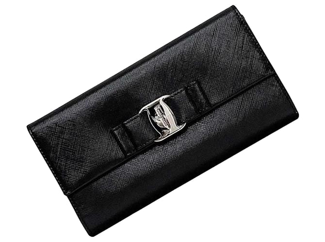 Salvatore Ferragamo Vara Negro Cuero  ref.1560317