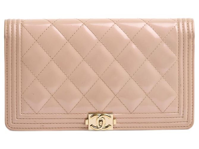Chanel Boy Pink Patent Leather Wallet