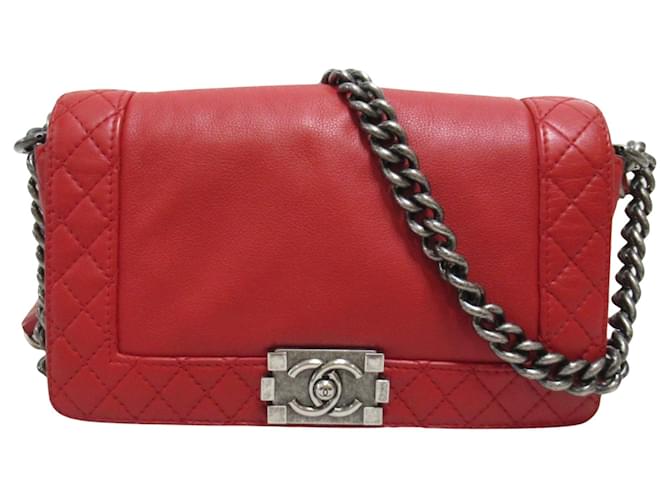 Le Boy Chanel Boy Vermelho Couro  ref.1560346