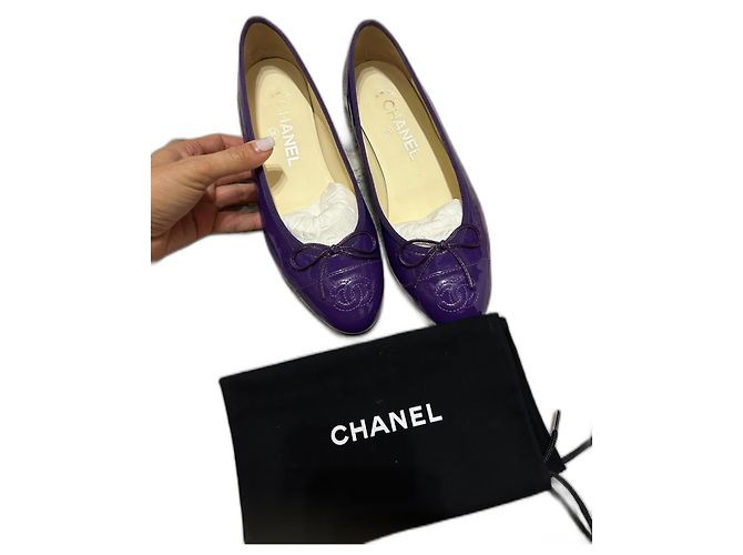Cambon Bailarinas Chanel talla 36 Morado oscuro