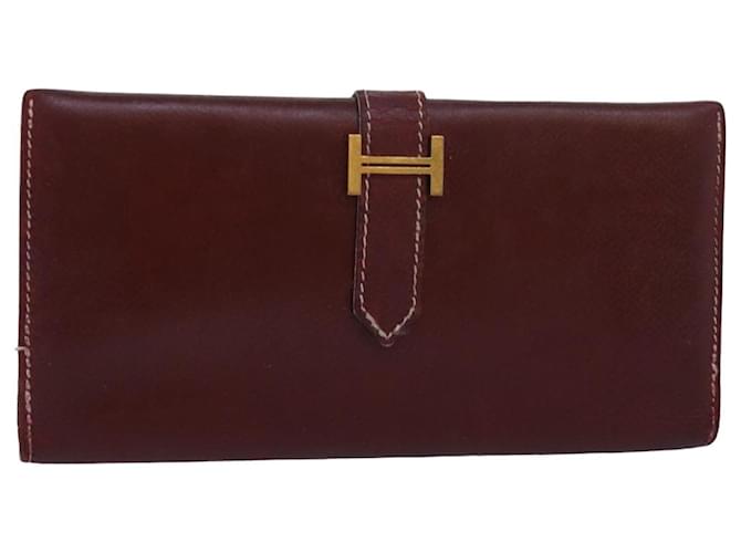 Hermès HERMES Portefeuille en cuir marron Auth bs16487  ref.1560652