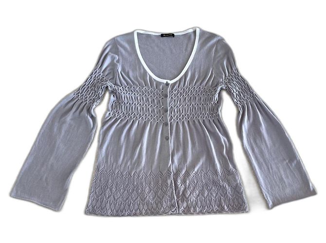 Hellgrauer feiner Stricktop mit Raffung von Massimo Dutti Größe M oder 36-38 Weiß