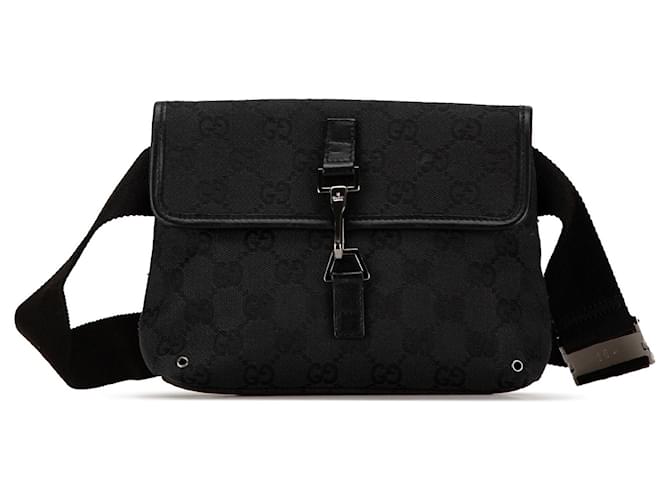 Black Gucci GG Canvas Jackie Belt Bag Leather ref.1560800 Joli Closet