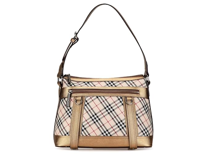 Sac à épaule en toile Nova Check Burberry doré Cuir  ref.1560824