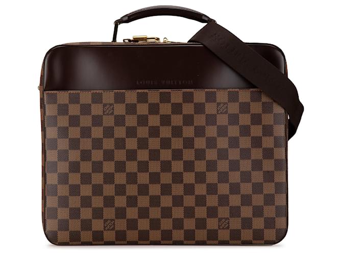 Sac à dos d'affaires Louis Vuitton Damier Ebene Porte Ordinateur Sabana marron Cuir  ref.1560834