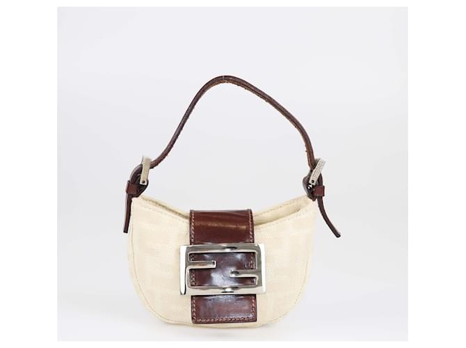 Borsa Croissant Mini Zucca Beige Chiaro Fendi Pelle  ref.1560878