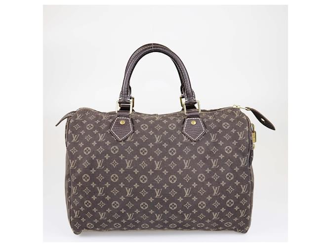 Louis Vuitton Ébène Mini Lin Monogram Speedy 30 Cuir  ref.1560889