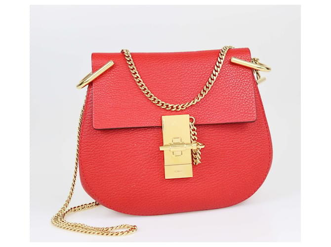 Chloé Sac à bandoulière en chaîne Drew Small Red de Chloe Cuir Rouge  ref.1560913