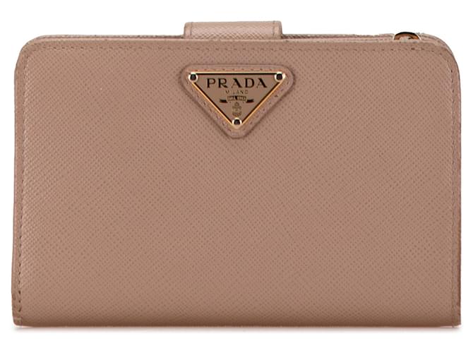 Billetera compacta Saffiano Tan Prada Camello Cuero  ref.1560941