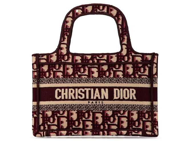 Sac à main Mini Oblique Book Tote Rouge Dior Toile  ref.1560947