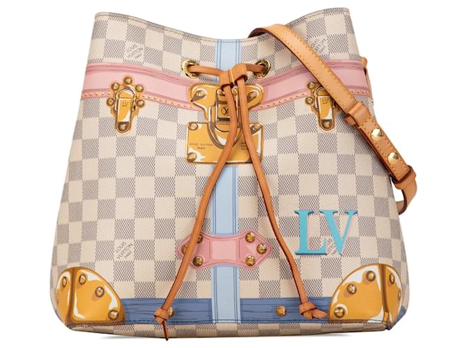 White Louis Vuitton Damier Azur Summer Trunks Neonoe Bucket Bag Leather  ref.1560951