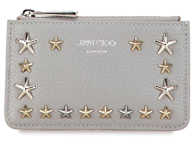 Grau Jimmy Choo Sternenbesetztes Nancy-Münzfach und Schlüsselhalter Leder  ref.1561005