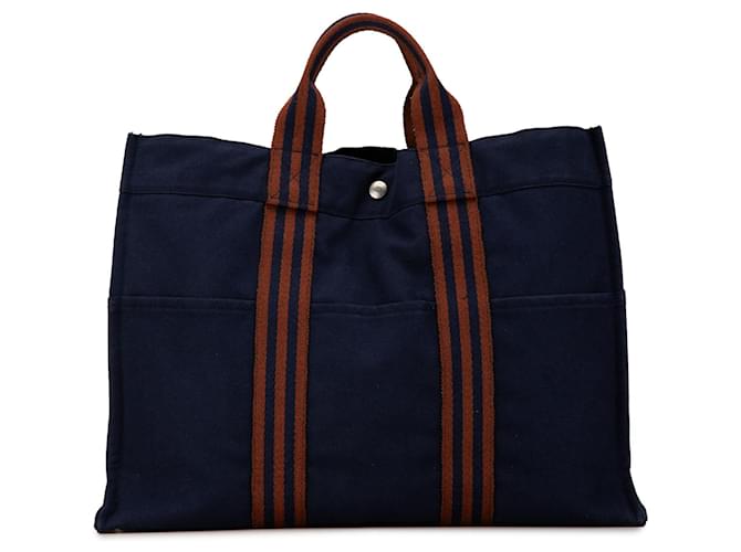 Sac Fourre Tout MM Hermès Bleu Toile  ref.1561010