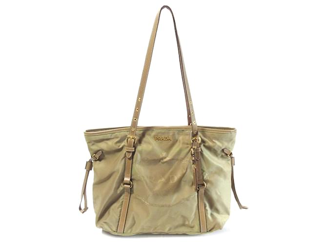 Tan Prada Canapa Logo Tessuto Tote Camel Leather  ref.1561030