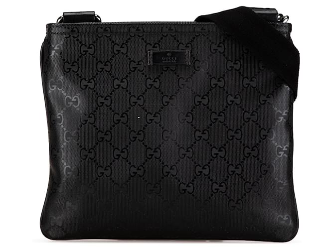 Schwarze Gucci GG Druck Umhängetasche Leder  ref.1561075