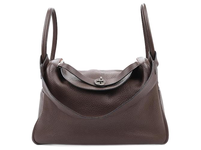 Hermès Lindy 34 en cuir Taurillon Clemence avec finitions métalliques argentées en Chocolat □O : 2011 Marron  ref.1561192