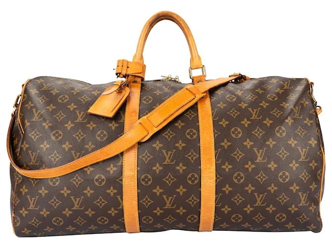 Louis Vuitton Canvas Monogram Keepall Bandouliere 55 Toile Marron  ref.1561234