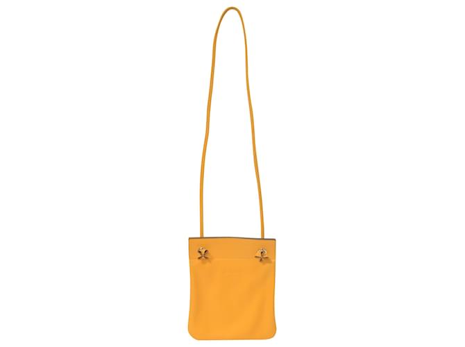 Sac Aline Mini en cuir Swift Hermès jaune Camel  ref.1561300