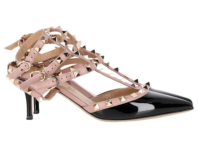 Valentino Garavani Rockstud 65 Pumps aus schwarzem und pinkem Leder ref.1561303 Joli Closet