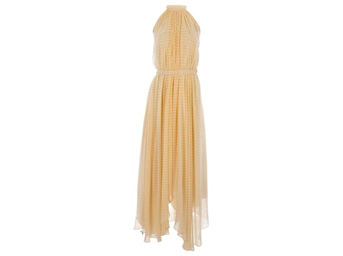 Autre Marque Saloni Irina Swiss-Dot Chiffon Maxi Dress in Yellow Polyester  ref.1561304