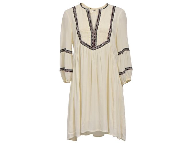 Ba&Sh Mini Kleid aus Ecru Viskose Weiß Roh