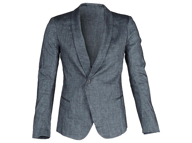 Blazer de lino gris de un solo botón con cuello chal de Haider Ackermann
