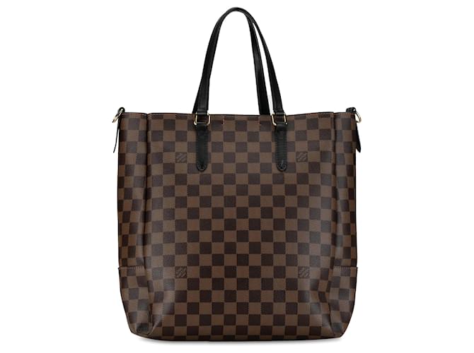 Louis Vuitton Marrom Damier Ebene Belmont MM Lona Bezerro-como bezerro  ref.1561478