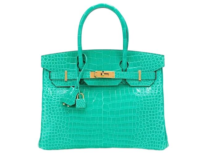 birkin 30 hermès Cuirs exotiques Vert  ref.1562124