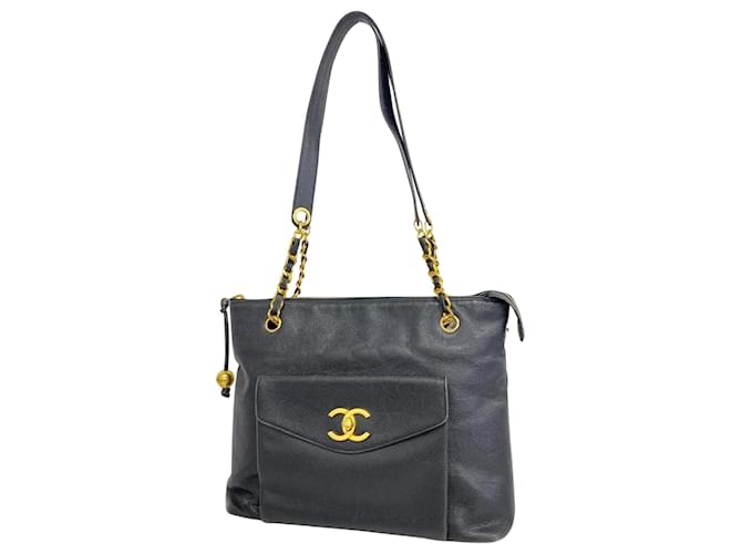 Timeless Chanel Coco Mark Preto Couro  ref.1562161